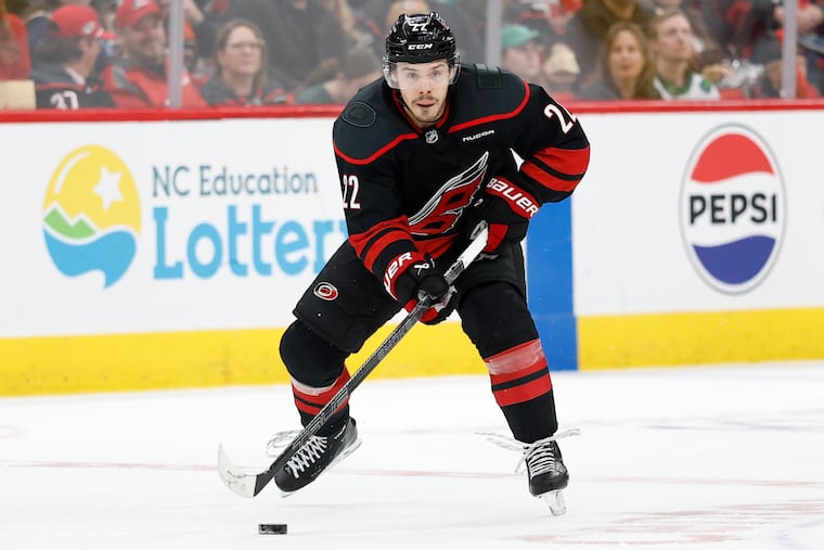 Carolina Hurricanes center Logan Stankoven is tied for the playoff lead with six goals.