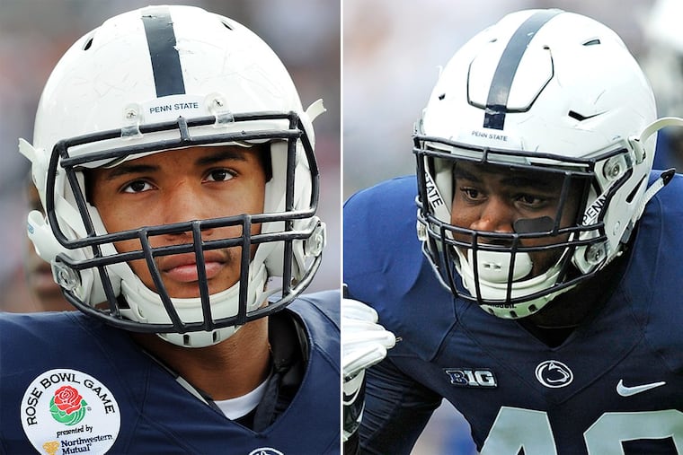 Penn State defensive ends Shaka Toney (left) and Shareef Miller.