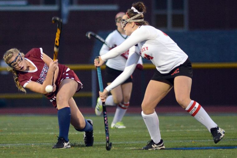 Eastern’s Kara Heck (left), here pictured last year against Ocean City’s Nicholl Fenton.