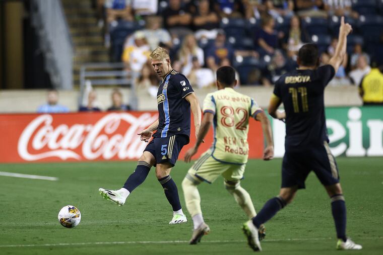 Jakob Glesnes (left) has missed the Union's last three games with a groin injury.