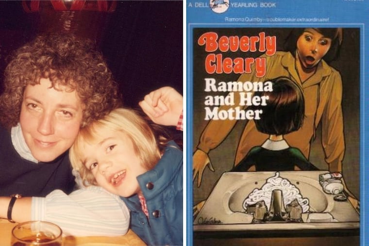 Left: Writer Alison McCook with her mother, when she was around Ramona Quimby's age. Right: A classic cover of one of Beverly Cleary's beloved books.