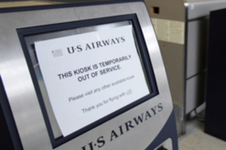 A sign of the times, as the airline switched last weekend to a single reservations system, combining separate systems for US Airways and America West Airlines.
