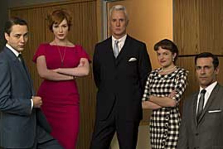 "Mad Men," a well-crafted look at ad men in the postwar boom years, stars (from left) Vincent Kartheiser, Christina Hendricks, John Slattery, Elisabeth Moss and Jon Hamm.