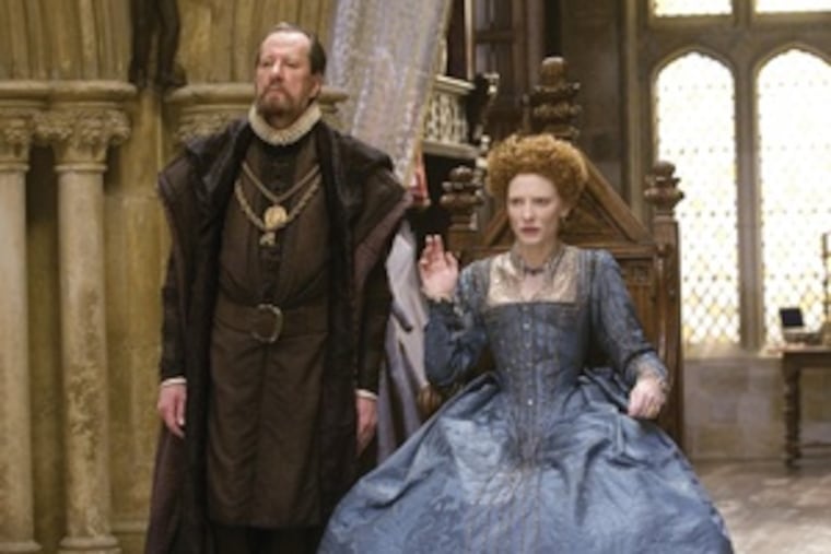 Cate Blanchett as Elizabeth I, Geoffrey Rush as her adviser Walsingham, in the sequel to 1998's "Elizabeth." The film is sumptuous, but choppy.