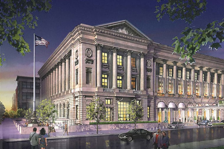 Exterior rendering of the Family Court Building, at 1801 Vine St., by potential developer Logan Square Holdings.