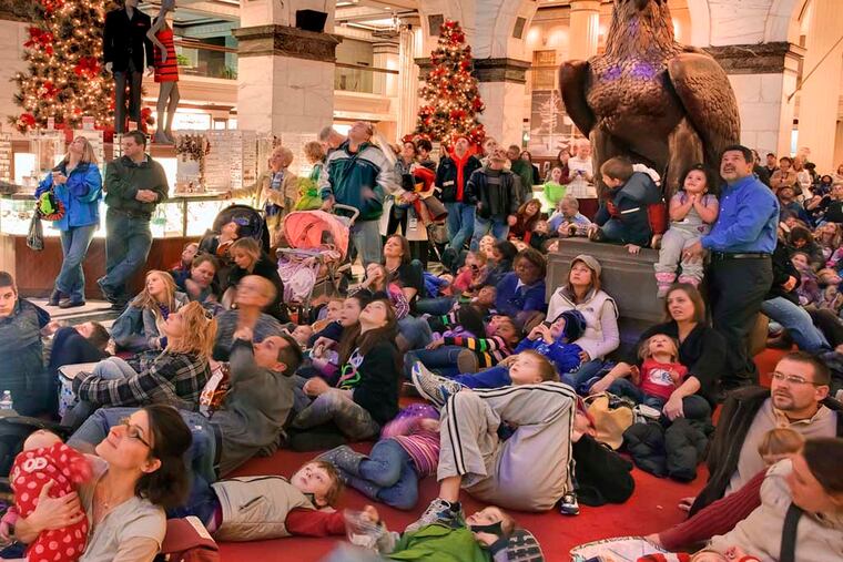 Macy’s Light Show takes place every two hours (10 a.m.-8 p.m. Tuesday, 10 a.m.-4 p.m. Wednesday) through Christmas Eve day.