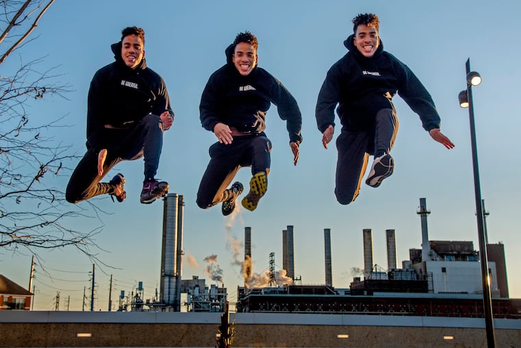 From left: Malik, Khalil, and Ahmad Jones are Penn graduates who opened a training business called Triyo Fitness.