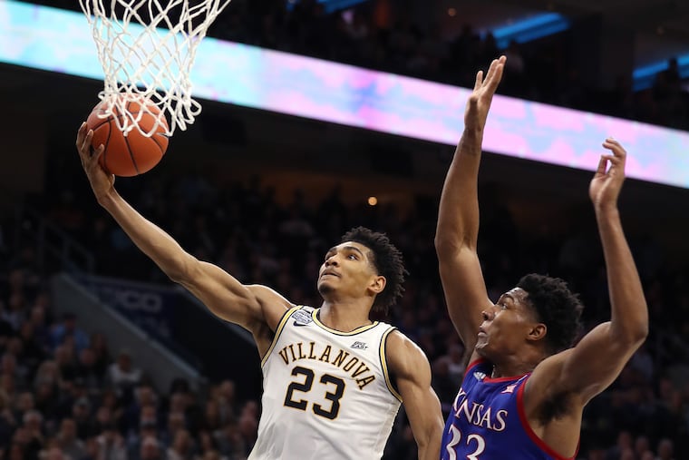 Villanova's Jermaine Samuels drives to the basket during the Wildcats' win over Kansas.