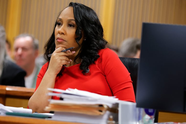 Fulton County District Attorney Fani Willis looks on during a hearing on the Georgia election interference case earlier this month in Atlanta.