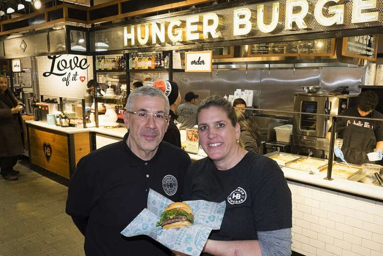 Kim Mickel and her husband, George, are riding a new wave of restaurants building charity into their business structure. At their Hunger Burger stand in the Reading Terminal Market, the slogan is "By One, Feed One."