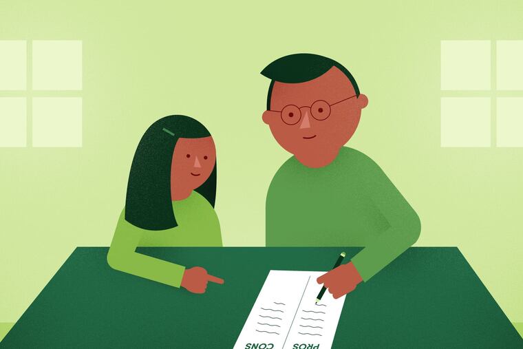 Don't make decisions behind closed doors; let your kids see you weigh the pros and cons.