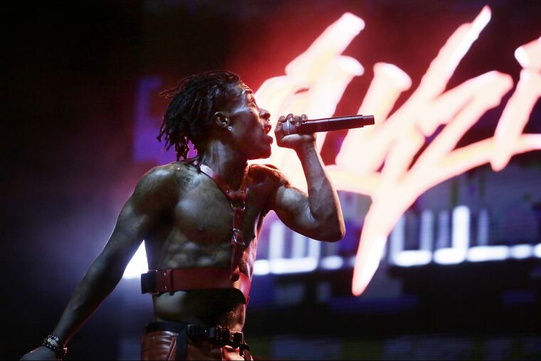 Symere Woods, known on stage as Lil Uzi Vert, performs during the 11th annual Roots Picnic at Festival Pier.