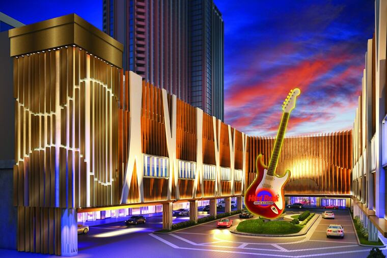 Rendering of Hard Rock Atlantic City entrance. The casino, which replaces the old Trump Taj Mahal, will open June 28, 2018 officials announced.