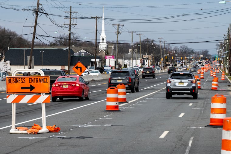 Construction on Route 70 in Cherry Hill continued near the Barclay Farms section on Mar. 4, 2025.