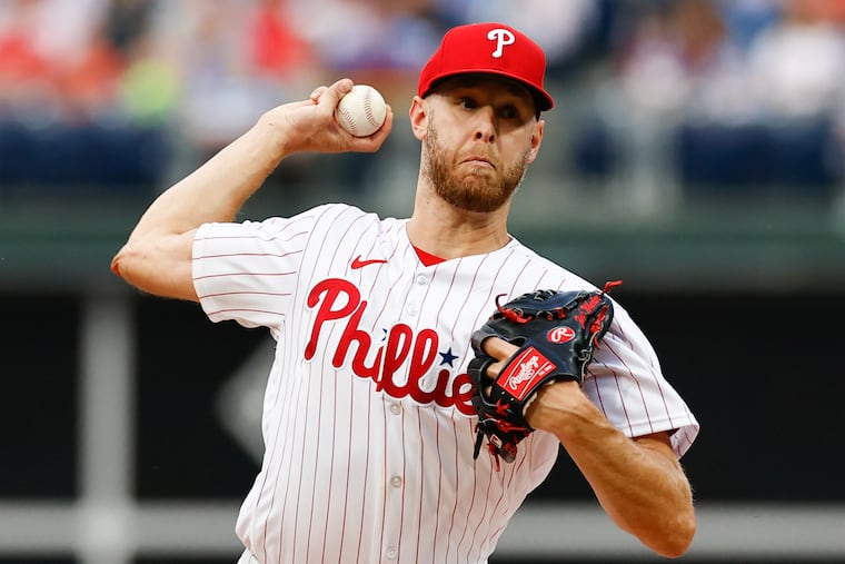 Phillies pitcher Zack Wheeler throws in the first inning against Arizona Diamondbacks on Monday, May 22, 2023 in Philadelphia.