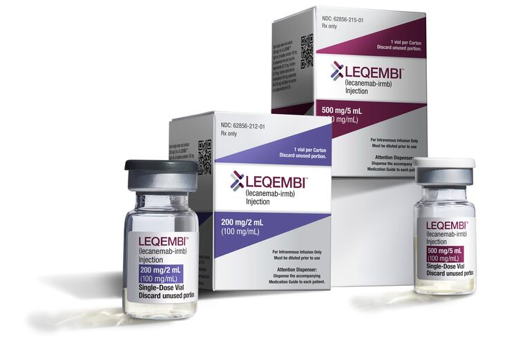 This image provided by Eisai in January shows vials and packaging for their medication, Leqembi.