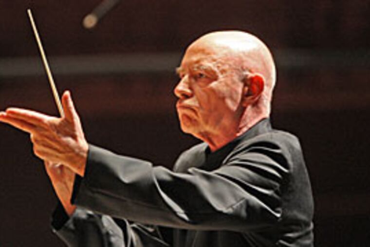 Christoph Eschenbach conducts the recent Philadelphia Orchestra’s presentation of Mahler’s “Eighth Symphony.” He is stepping down after not renewing his contract.