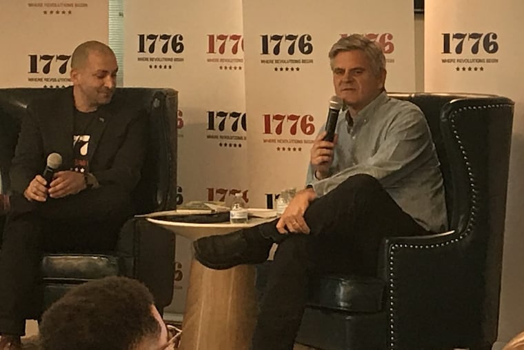 AOL founder Steve Case (Right) with 1776 co-CEO Anthony Maher on April 5 at the coworking space 1776 in West Philadelphia.
