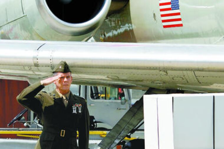 In "Taking Chance," Kevin Bacon plays Lt. Col. Michael Strobl, who escorts the body of Chance Phelps, a young Marine slain in Iraq, to his family in Wyoming.