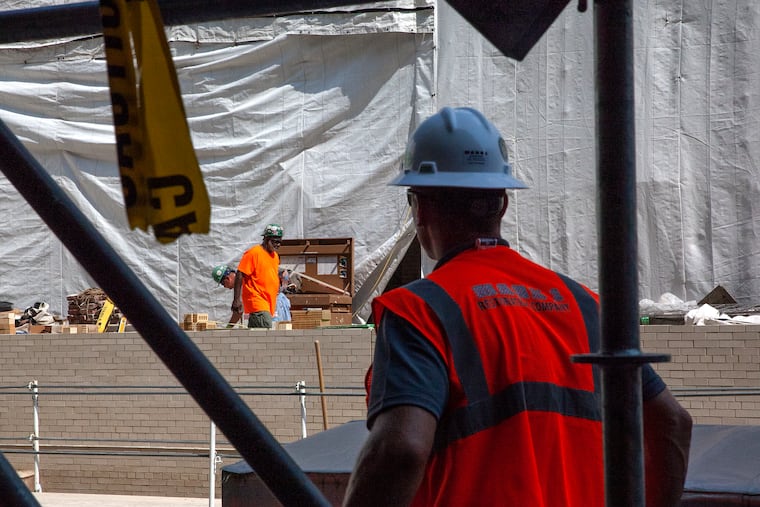 Construction takes place at 30th Street Station on Tuesday, Aug. 07, 2018.