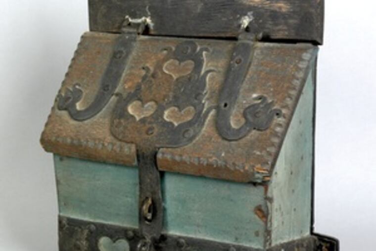 Pook & Pook expects to sell this 1819 painted Conestoga wagon box, also from Pennsylvania, for $8,000 to $12,000.