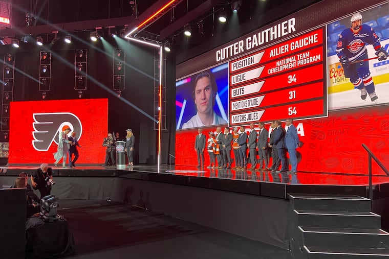 The Philadelphia Flyers select Cutter Gauthier with the No. 5 overall pick in the 2022 NHL Entry Draft in Montreal, Quebec on Thursday, July 7, 2022.