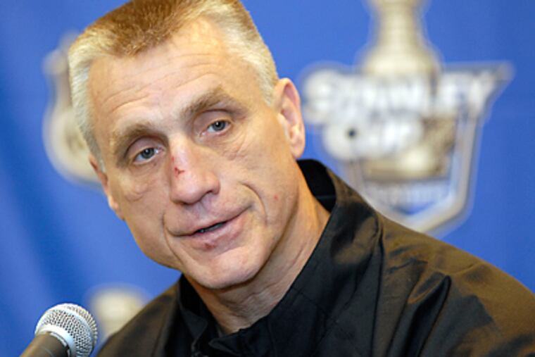 Flyers General Manager Paul Holmgren decided not to make a move before the trade deadline. (AP Photo/Bradley C Bower)