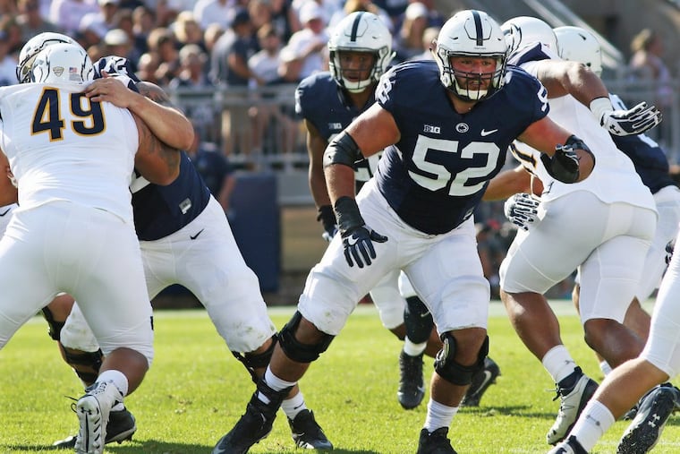 Penn State offensive lineman Ryan Bates (52) playing against Kent State last September.