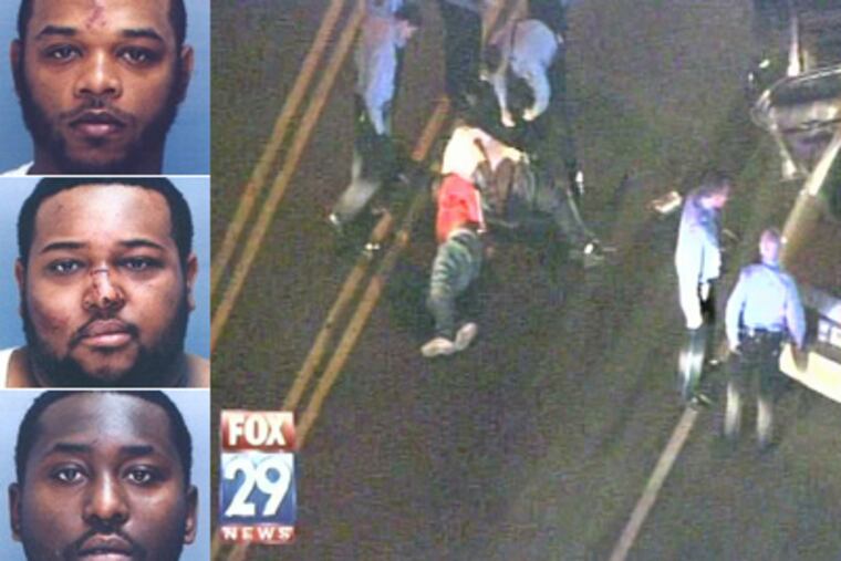 Defendants (from top) Pete Hopkins, Brian Hall and Dwayne Dyches have been acquitted on attempted murder charges from a 2008 shooting in which the men were apprehended and beaten by police.
