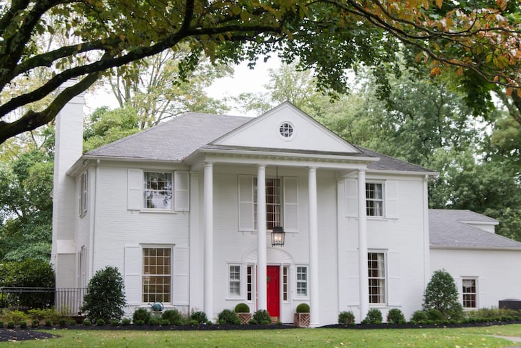 With the red brick painted white, Erinn and Matt Wiley’s home in Villanova resembles the north entrance of the White House in Washington.