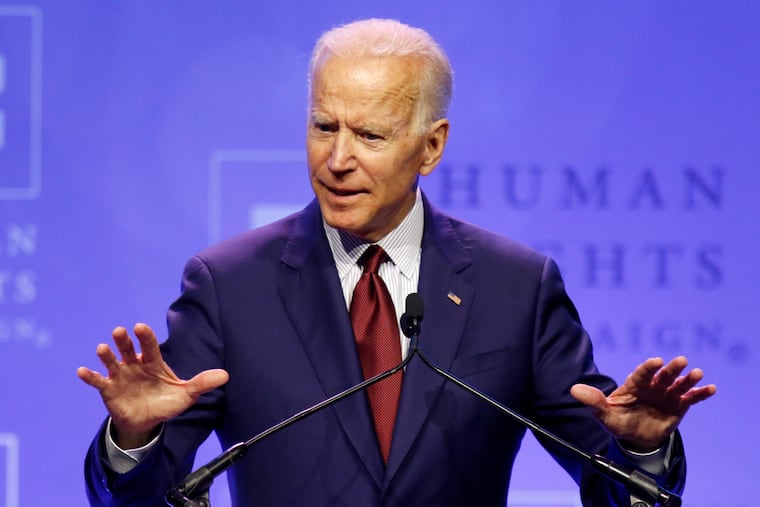 Democratic presidential candidate, former Vice President Joe Biden speaks during the Human Rights Campaign Columbus, Ohio Dinner at Ohio State University Saturday, June 1, 2019.