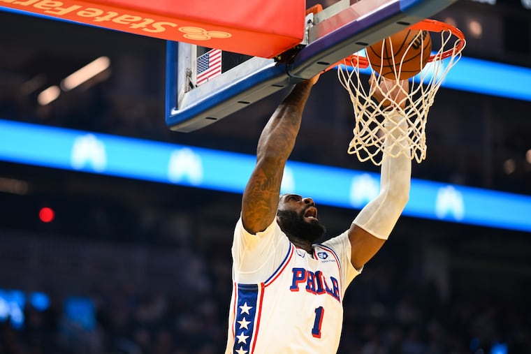 Sixers center Andre Drummond had his 12th double-double of the season on Tuesday night.