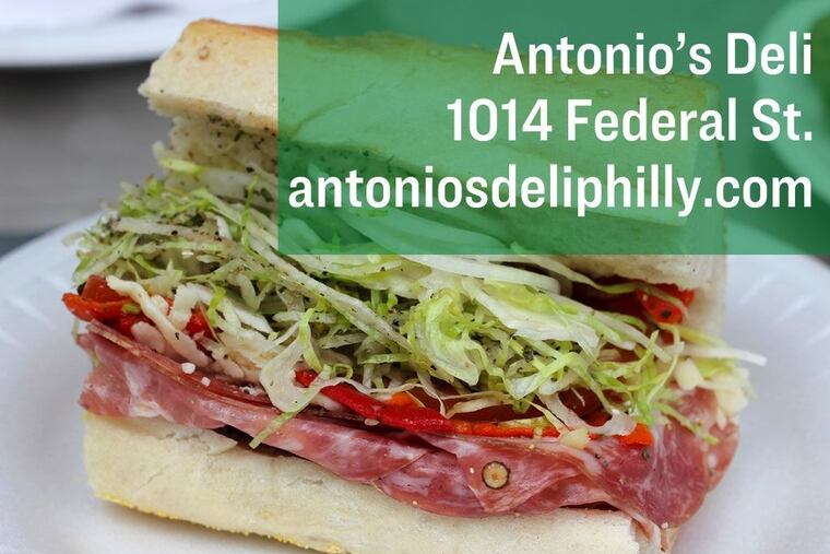 Antonio’s uses fresh Sarcone’s bread for its sandwiches, including its star eggplant-rich veggie hoagie. (Antonio’s Deli, 1014 Federal St., antoniosdeliphilly.com)