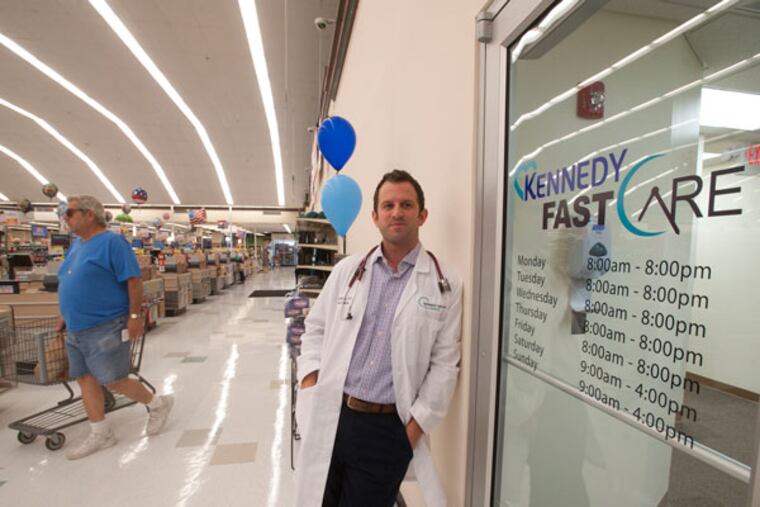 Brian Seeley is a family physician who occasionally sees patients at the Kennedy Health FastCare clinic at the Acme in Audubon. AVI STEINHARDT / For The Inquirer