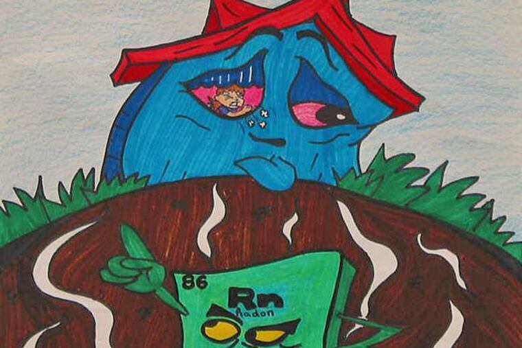 Isaiah Cooper, 12, of Melrose Park, showed a good grasp of radon's source and hazard in a poster he drew at Elkins Park School.