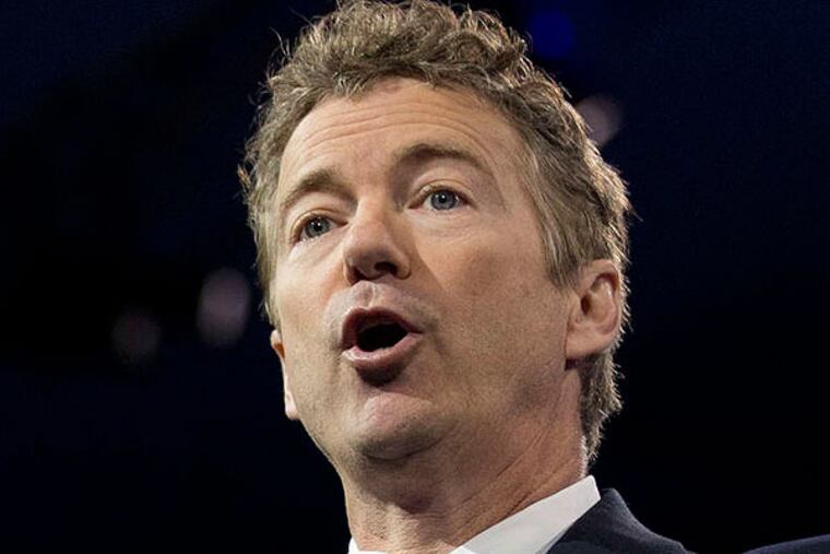 Sen. Rand Paul, R-Ky., speaks at the 40th annual Conservative Political Action Conference in National Harbor, Md., Thursday, March 14, 2013. (AP Photo/Manuel Balce Ceneta)