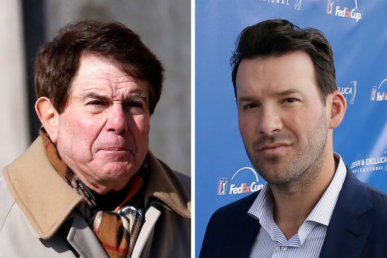 Longtime Eagles announcer Merrill Reese (left) sounded a bit like CBS analyst Tony Romo on Sunday.