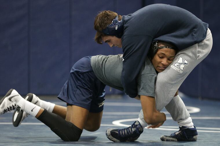 Cameron Robinson (left) practices with teammate, Blake Silber at Council Rock North.