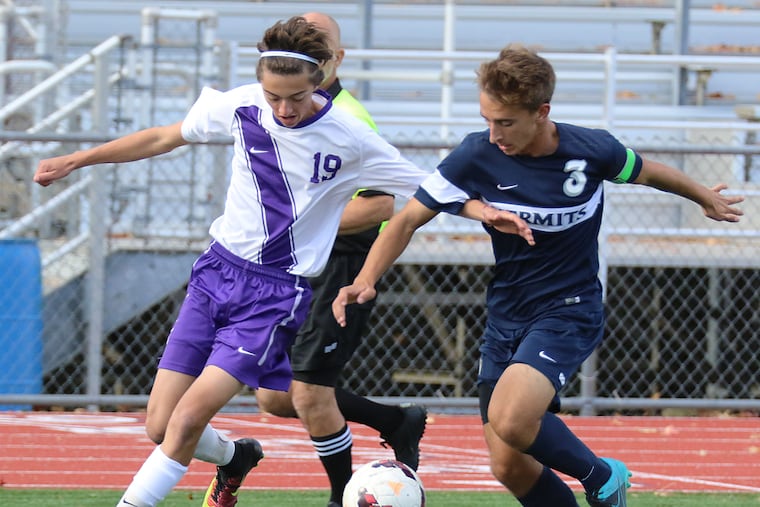 Zach Bruno (left) scored in Cherry Hill West's 2-0 win over Lenape on Thursday.