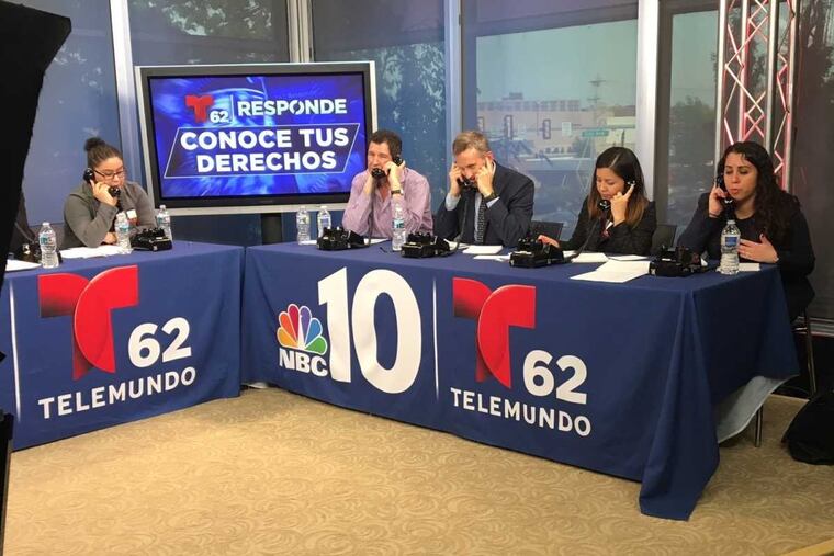 Comcast Corp.-owned Telemundo 62's free phone bank events are staffed with local lawyers who take questions from immigrants on deportation. The next event is Thursday.