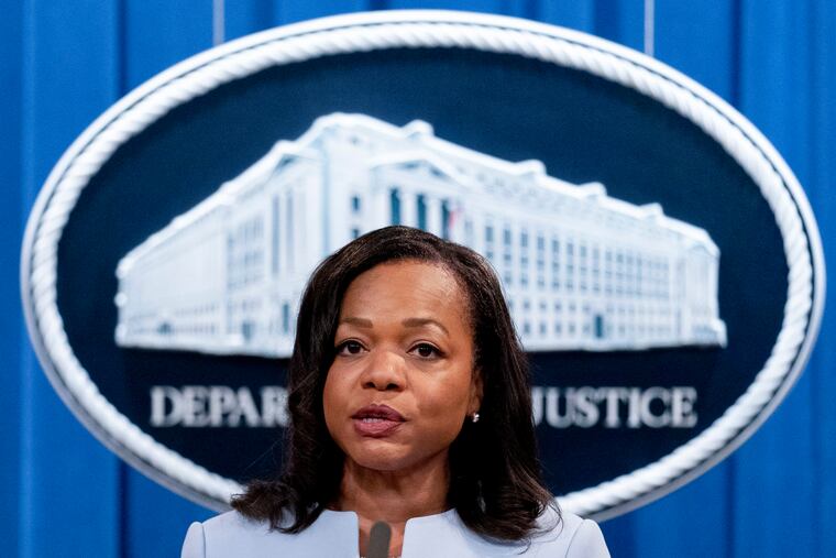 Assistant Attorney General for Civil Rights Kristen Clarke speaks at a news conference at the Department of Justice in Washington, Thursday, Aug. 5, 2021. Federal law enforcement is investigating the New York Police Department's treatment of sex crime victims after concluding there is "significant justification" to do so and after receiving reports of deficiencies for more than a decade, prosecutors said Thursday.