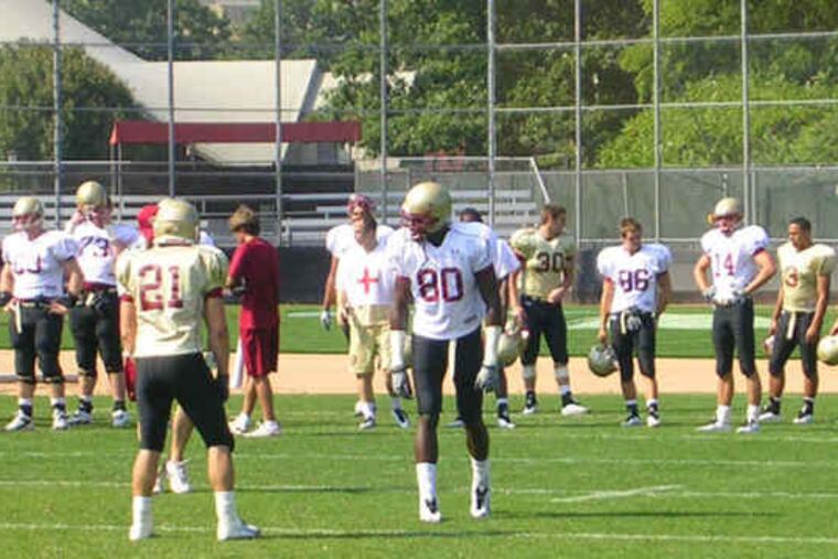 Johnathan Coleman (80), a Radnor High grad, will be Boston College's starting wideout Saturday.