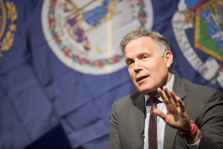Sen. Dave McCormick (R., Pa.) speaks at the Pennsylvania Republicans' annual conference in Camp Hill, Pa., Friday, April 10, 2026. (For the Inquirer/Kalim A. Bhatti)