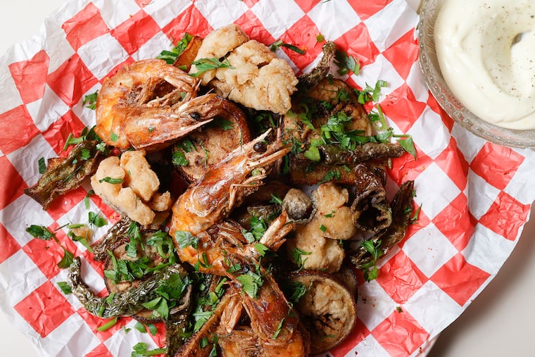 The Fritto Misto includes shrimp, sea bass, and lemon at Irwin's in South Philadelphia.