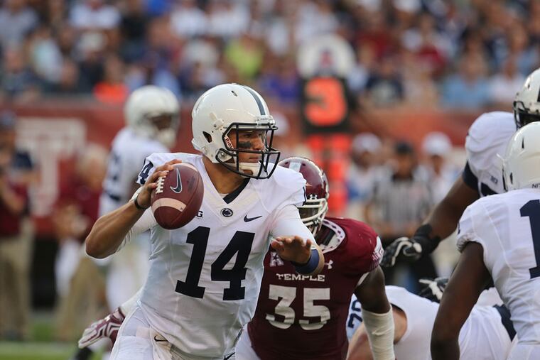 QB Christian Hackenberg attempts a pass. Temple defeats Penn State 27-10 during Penn State at Temple at Lincoln Financial Field Saturday September 5, 2015.