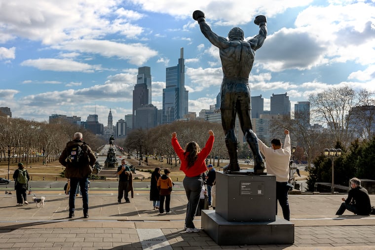 The “second casting” Rocky statue, at the top of the steps at the Philadelphia Art Museum Jan. 7, 2026.