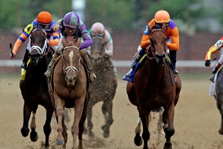 Mike Smith rides Princess of Sylmar to a win in the 139th Kentucky Oaks at Churchill Downs Friday, May 3, 2013, in Louisville, Ky. (Darron Cummings/AP)