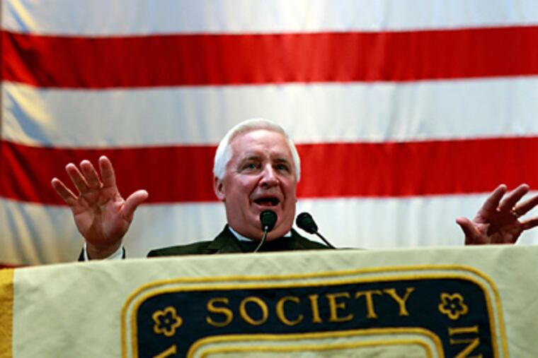Gov. Corbett speaking at the Pennsylvania Society Dinner on Saturday night. The event began in 1899, with a dinner at the Waldorf-Astoria for transplanted Pennsylvanians. (Hillary Petrozziello / Staff Photographer)