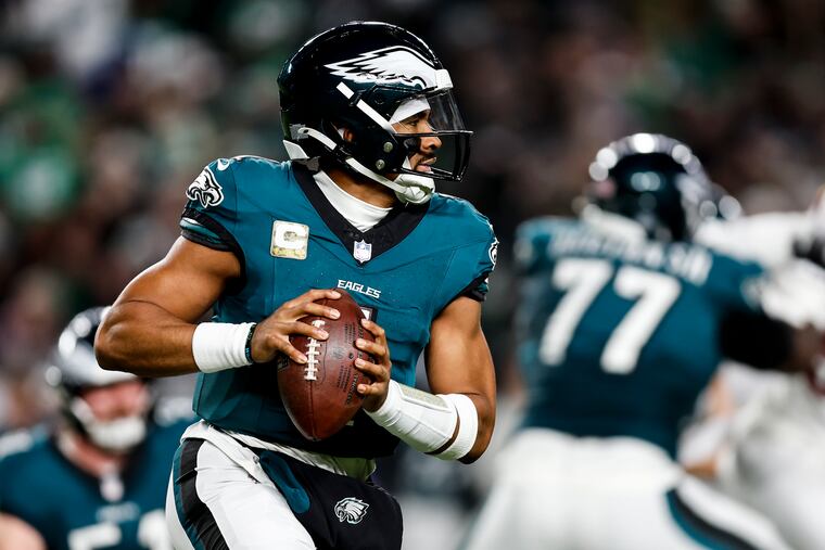 Jalen Hurts and the Eagles will face the Rams on Sunday night.