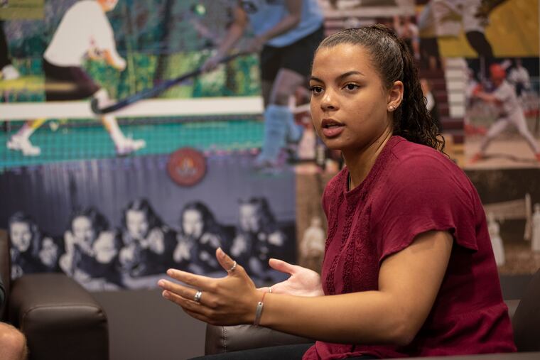 Kelsey Koelzer, Arcadia University new women's hockey coach talking about her goals for the coming season. Arcadia University 450 S. Easton Rd Glenside Pa September 20, 2019